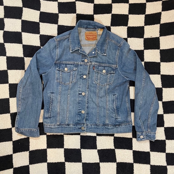 levi's women's jean jacket trucker denim sz L button down light wash - Picture 1 of 4